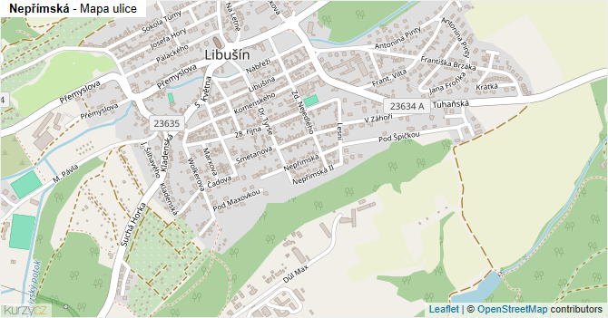 Nepřímská - mapa ulice