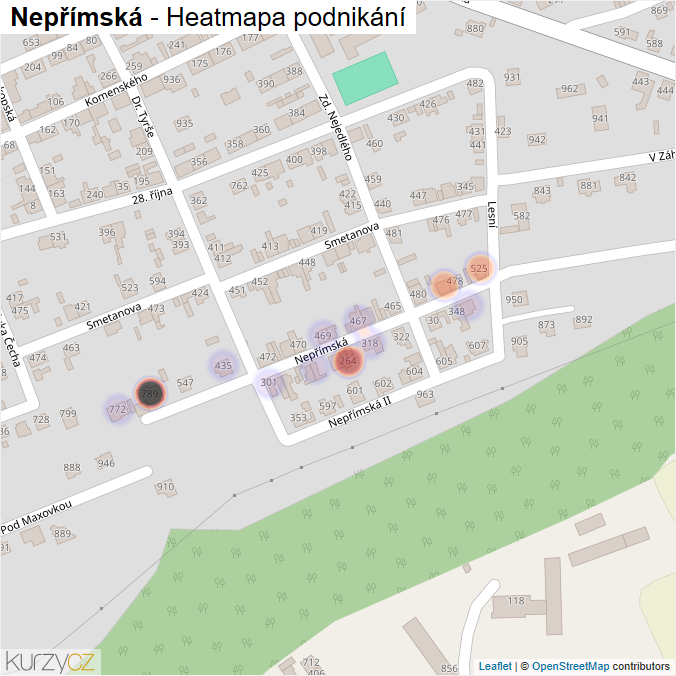 Mapa Nepřímská - Firmy v ulici.