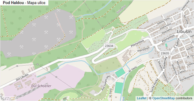 Pod Haldou - mapa ulice