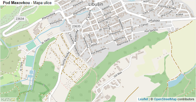 Pod Maxovkou - mapa ulice