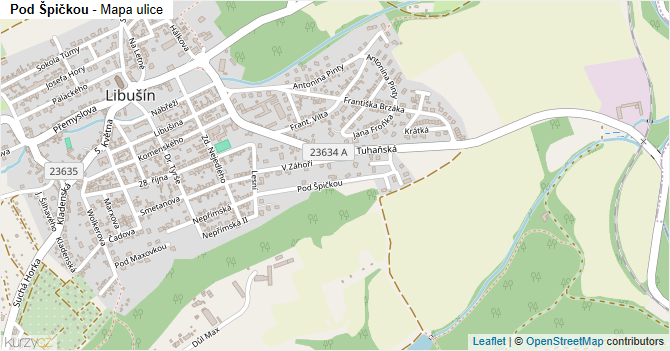 Pod Špičkou - mapa ulice
