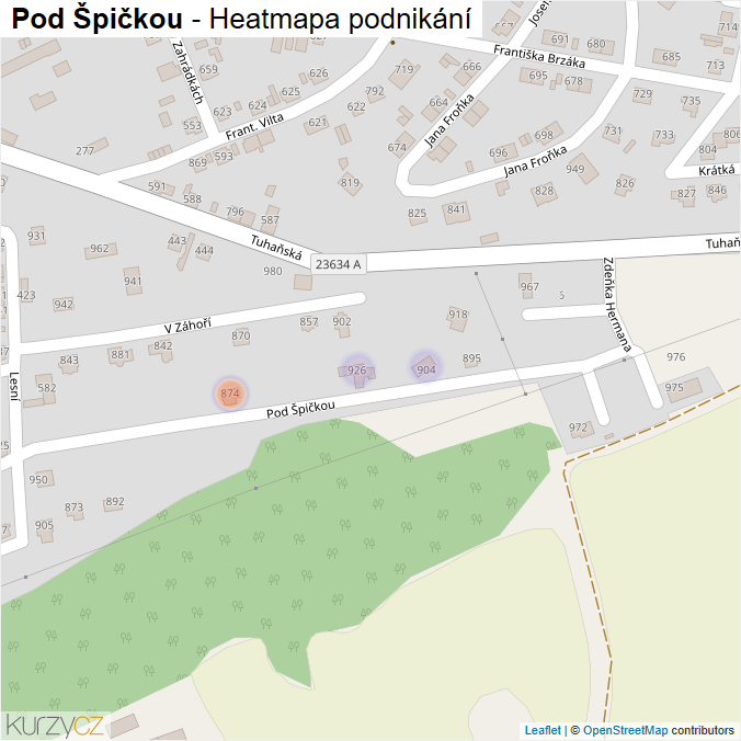 Mapa Pod Špičkou - Firmy v ulici.