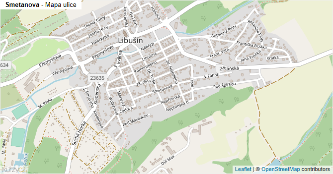 Smetanova - mapa ulice