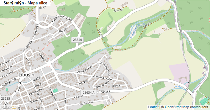 Starý mlýn - mapa ulice