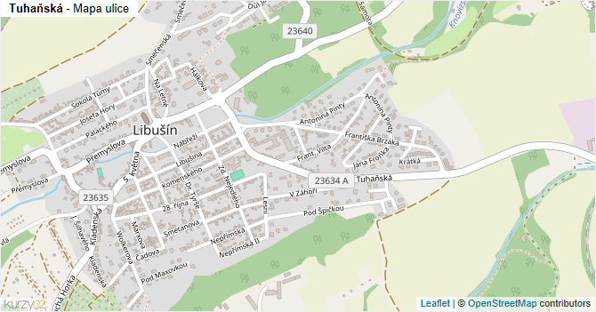 Tuhaňská - mapa ulice
