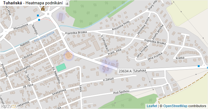 Tuhaňská - mapa podnikání
