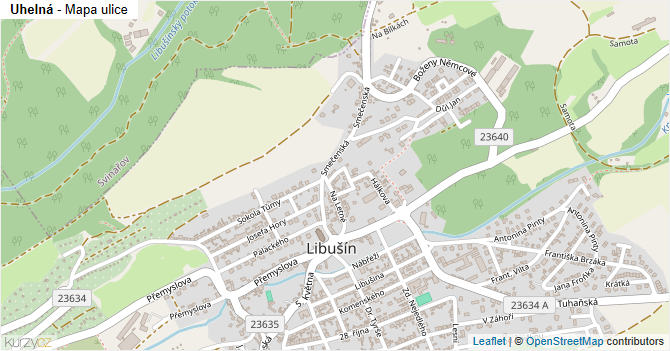 Uhelná - mapa ulice