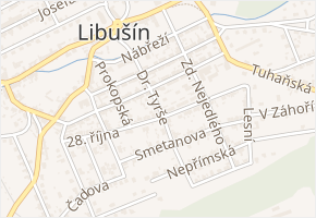 ulice dr. Tyrše v obci Libušín - mapa ulice