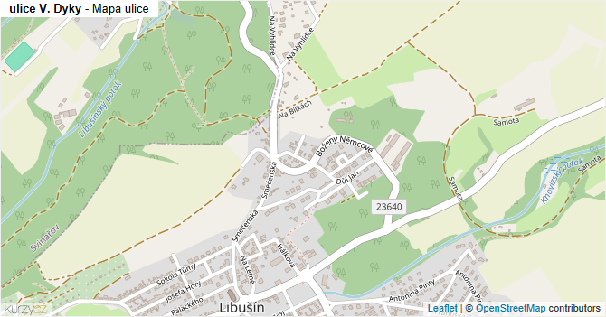 ulice V. Dyky - mapa ulice