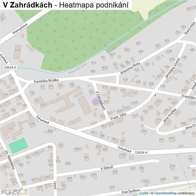 Mapa V Zahrádkách - Firmy v ulici.