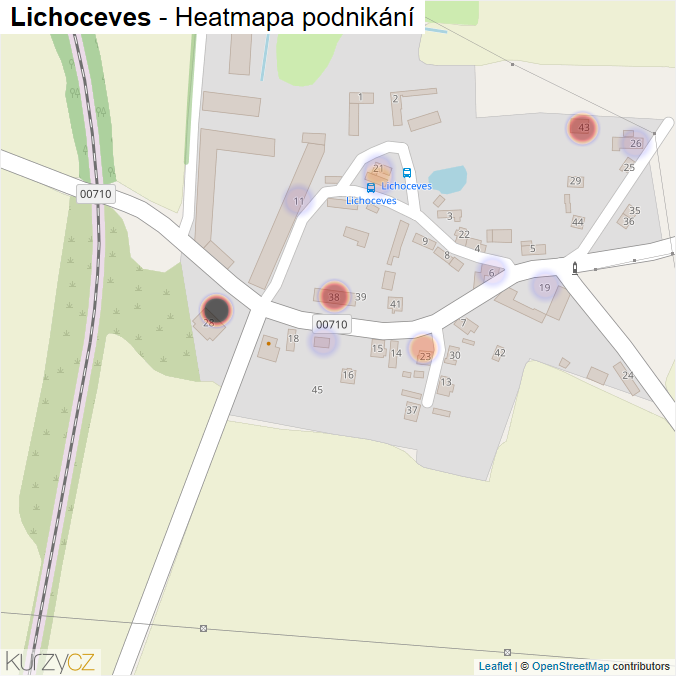 Mapa Lichoceves - Firmy v části obce.