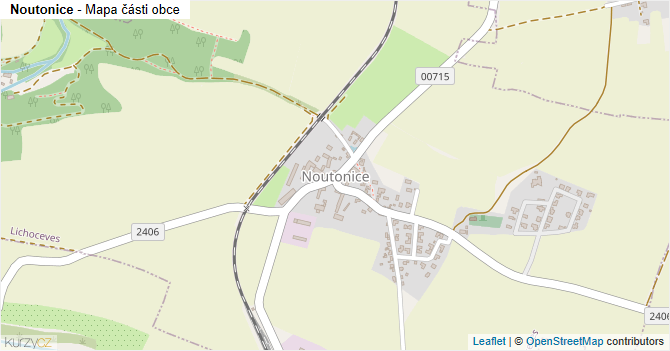 Noutonice - mapa části obce