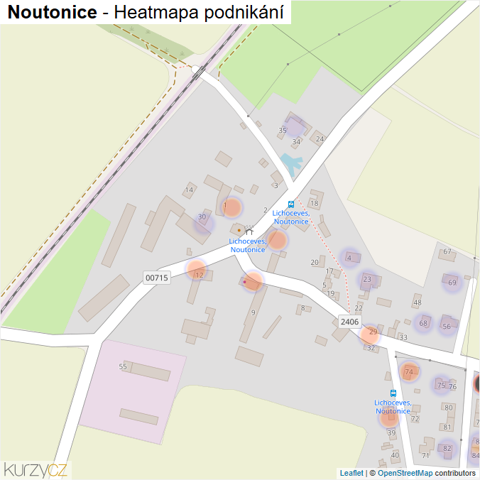 Mapa Noutonice - Firmy v části obce.