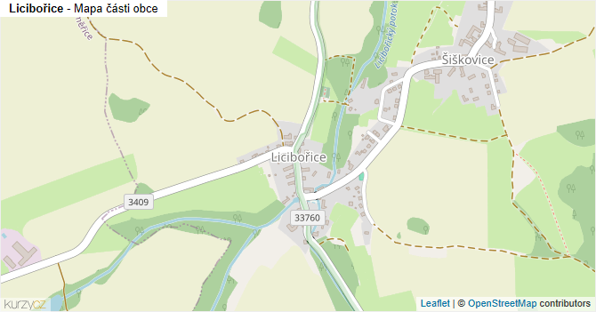 Licibořice - mapa části obce