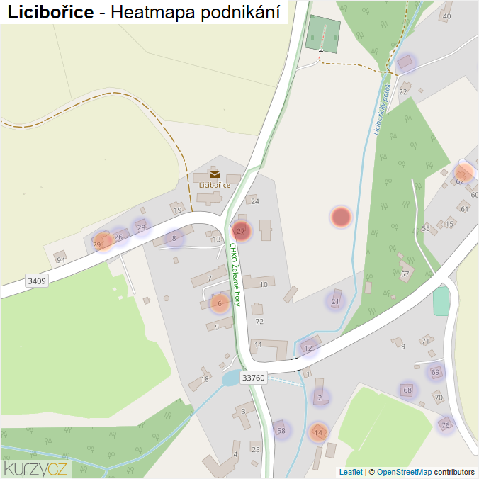 Mapa Licibořice - Firmy v části obce.