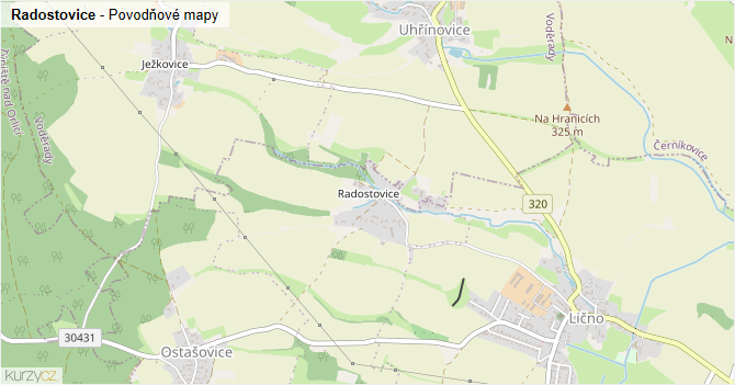 Radostovice - záplavové mapy stoleté vody