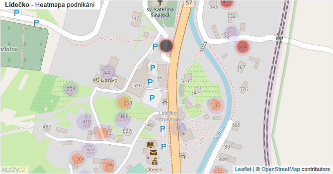 Lidečko - mapa podnikání