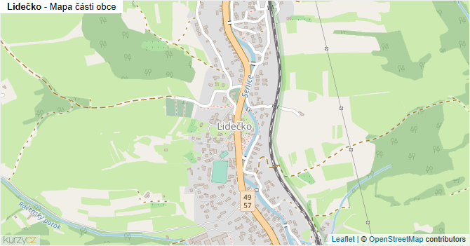 Lidečko - mapa části obce