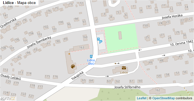 Lidice - mapa obce