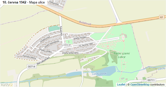 10. června 1942 - mapa ulice