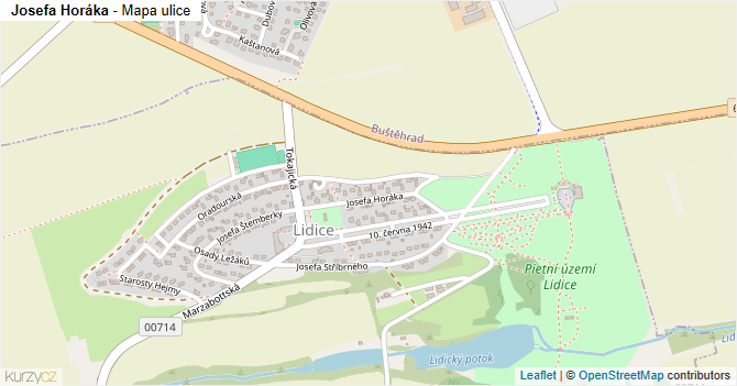 Josefa Horáka - mapa ulice