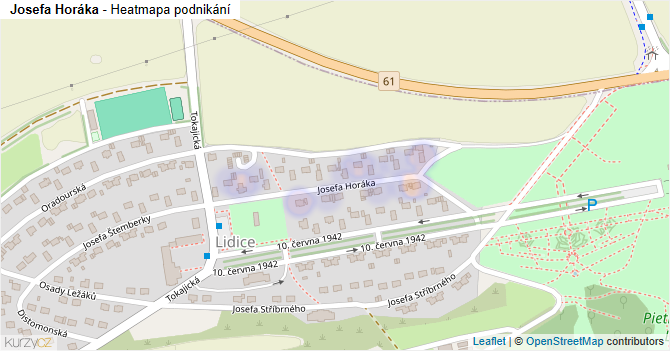 Josefa Horáka - mapa podnikání
