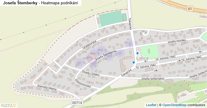 Josefa Štemberky - mapa podnikání