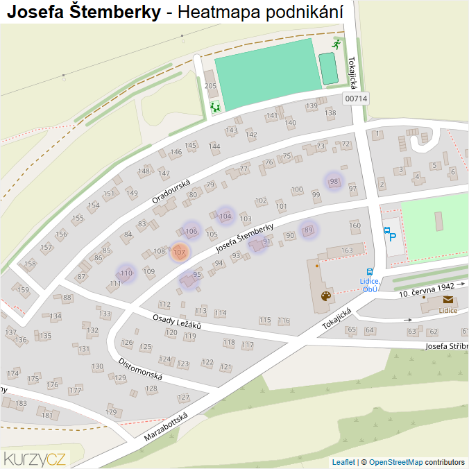 Mapa Josefa Štemberky - Firmy v ulici.