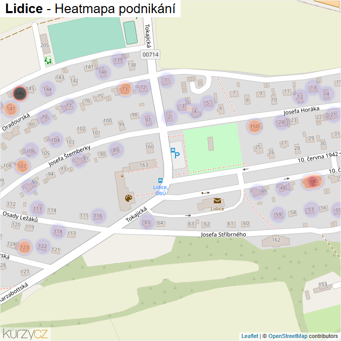 Mapa Lidice - Firmy v části obce.