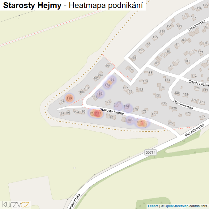 Mapa Starosty Hejmy - Firmy v ulici.