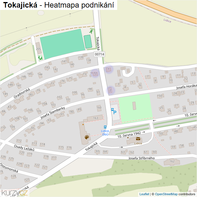 Mapa Tokajická - Firmy v ulici.