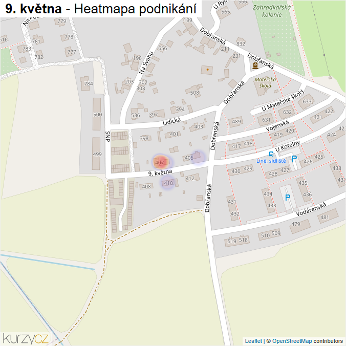 Mapa 9. května - Firmy v ulici.