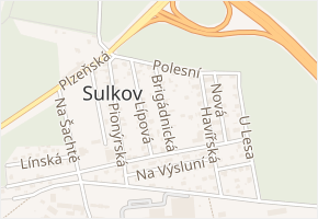 Brigádnická v obci Líně - mapa ulice