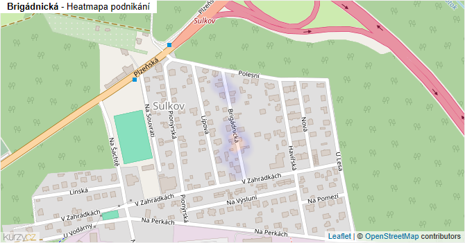Brigádnická - mapa podnikání