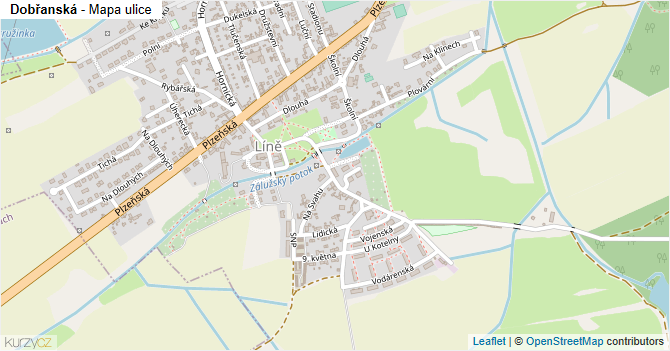 Dobřanská - mapa ulice