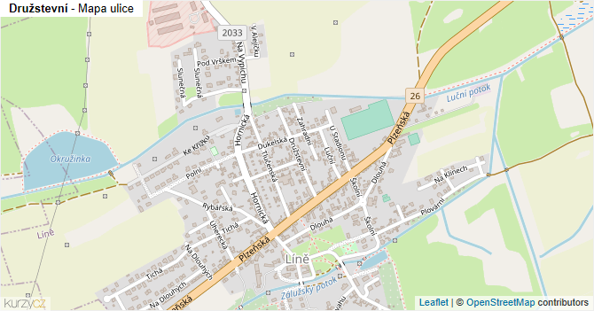 Družstevní - mapa ulice
