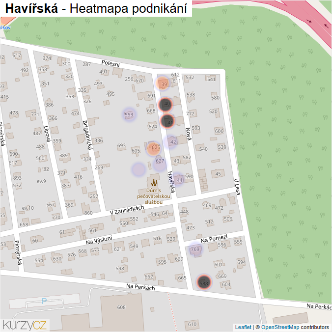 Mapa Havířská - Firmy v ulici.