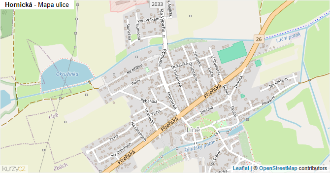 Hornická - mapa ulice