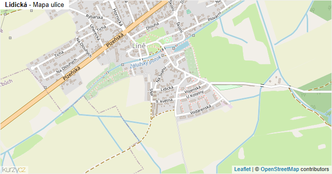 Lidická - mapa ulice