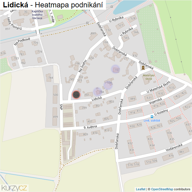 Mapa Lidická - Firmy v ulici.