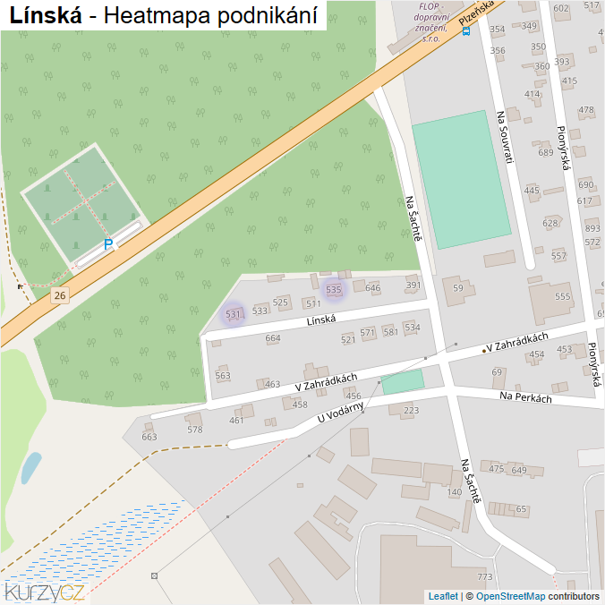 Mapa Línská - Firmy v ulici.