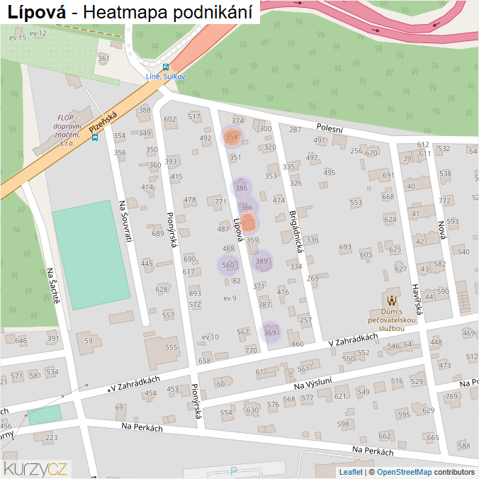 Mapa Lípová - Firmy v ulici.