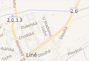 Luční v obci Líně - mapa ulice