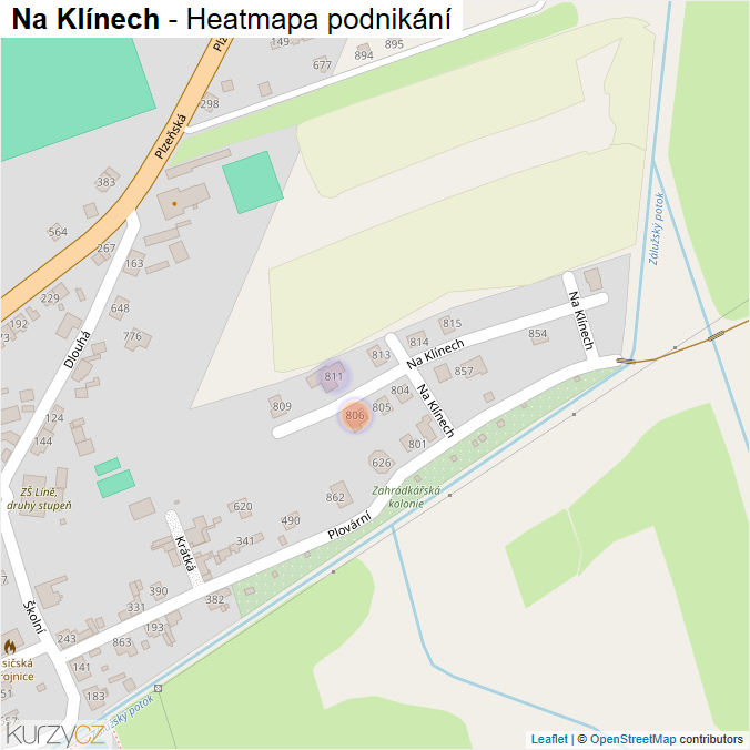 Mapa Na Klínech - Firmy v ulici.