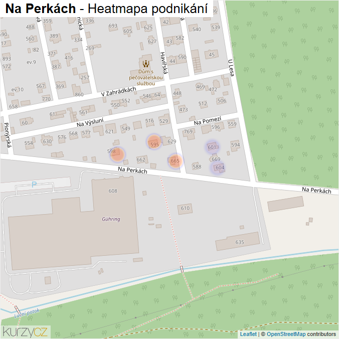 Mapa Na Perkách - Firmy v ulici.