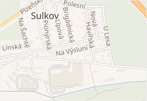 Na Výsluní v obci Líně - mapa ulice