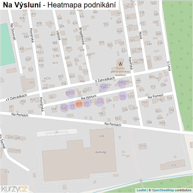 Mapa Na Výsluní - Firmy v ulici.