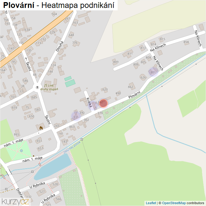 Mapa Plovární - Firmy v ulici.
