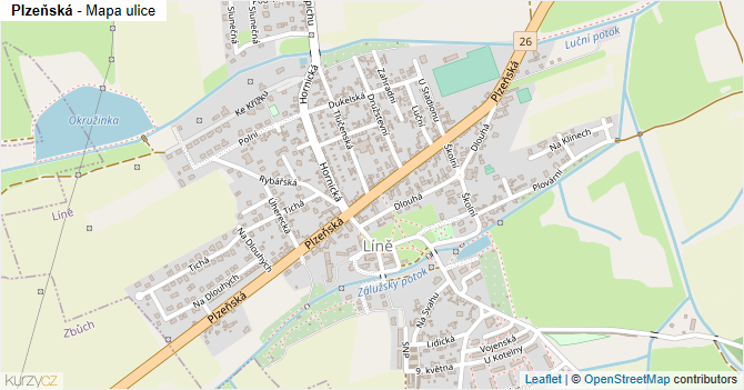 Plzeňská - mapa ulice