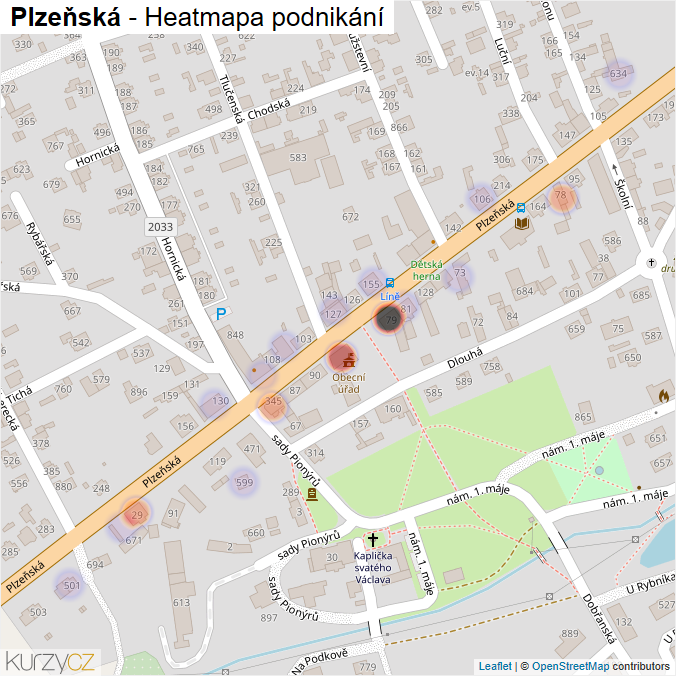 Mapa Plzeňská - Firmy v ulici.